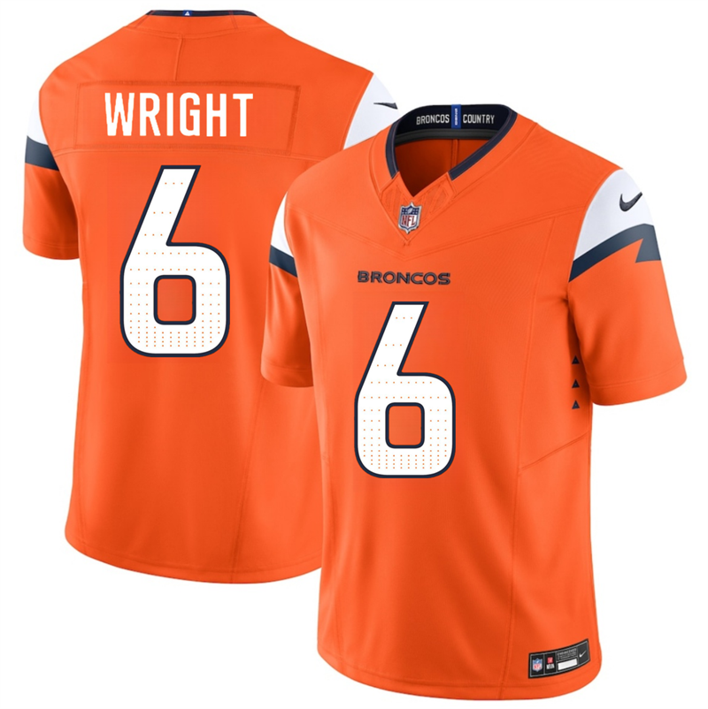 Men's Denver Broncos #6 William Wright Orange 2026 Draft F.U.S.E. Vapor Limited Stitched Football Jersey